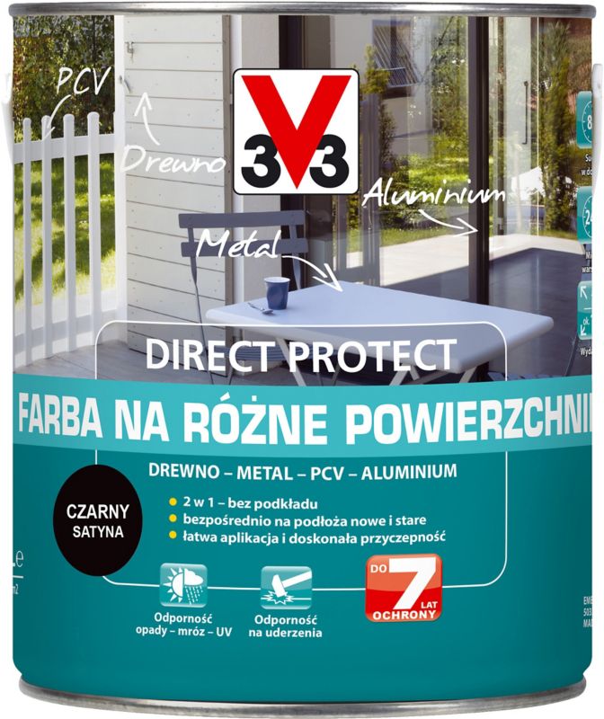 Farba V33 Direct Protect czarna 2,5 l
