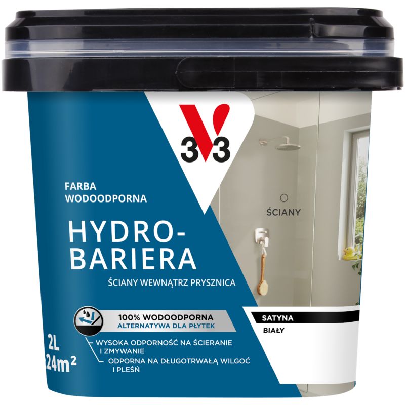 Farba wodoodporna V33 Hydro-Bariera biała 2 l