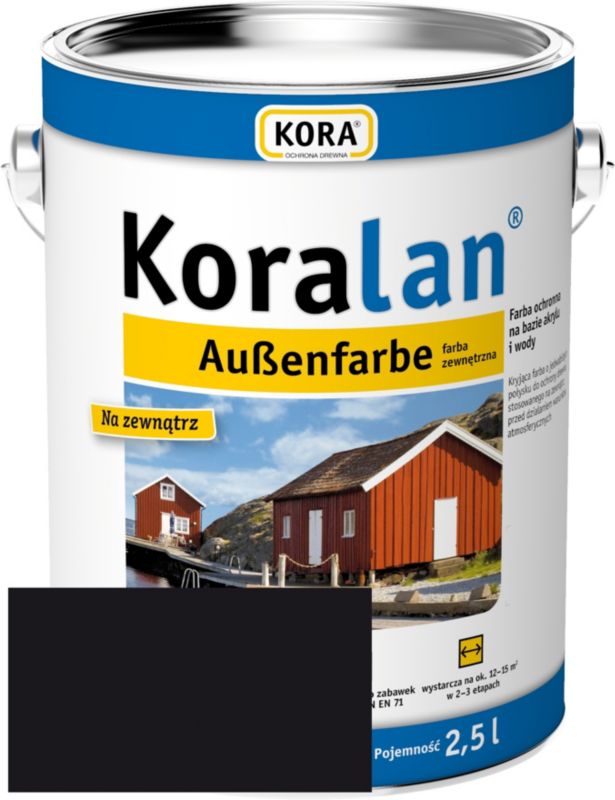 Farba zewnętrzna RSCBis Koralan kryjąca czarna akrylowa do drewna i elewacji 2,5 l 1 szt.