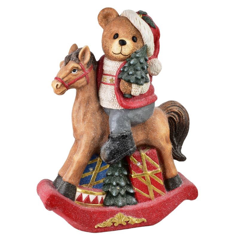 Figura LED Santa Lila Miś Na Koniku 37,5x19x52,5cm 1szt