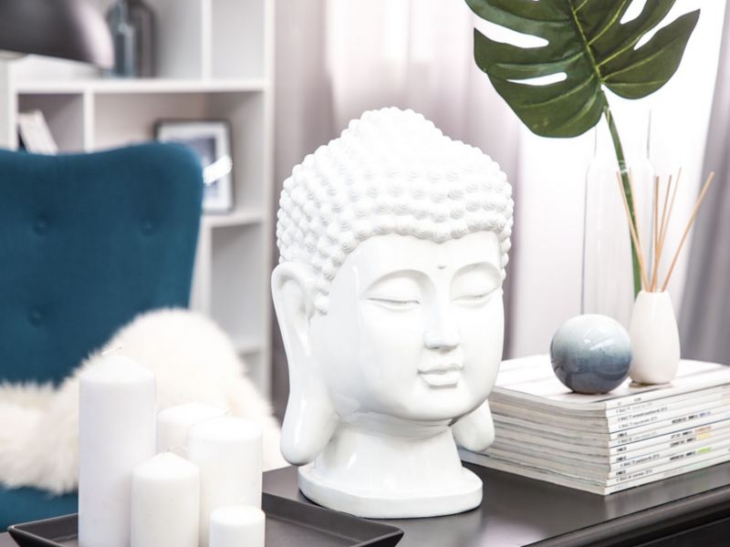 Figurka dekoracyjna Buddha Żywica syntetyczna Boho Biały 1 szt.