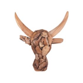 Figurka na ścianę Bull head Jasne drewno 1 szt.