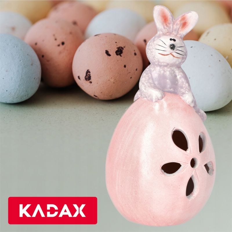 Figurka Wielkanocna KADAX Zajączek Na Jajku Ceramiczna Biały 1 szt.