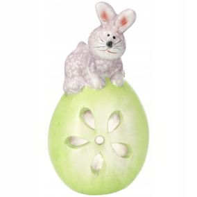 Figurka Wielkanocna KADAX Zajączek Na Jajku Ceramiczna Żółty 1 szt.