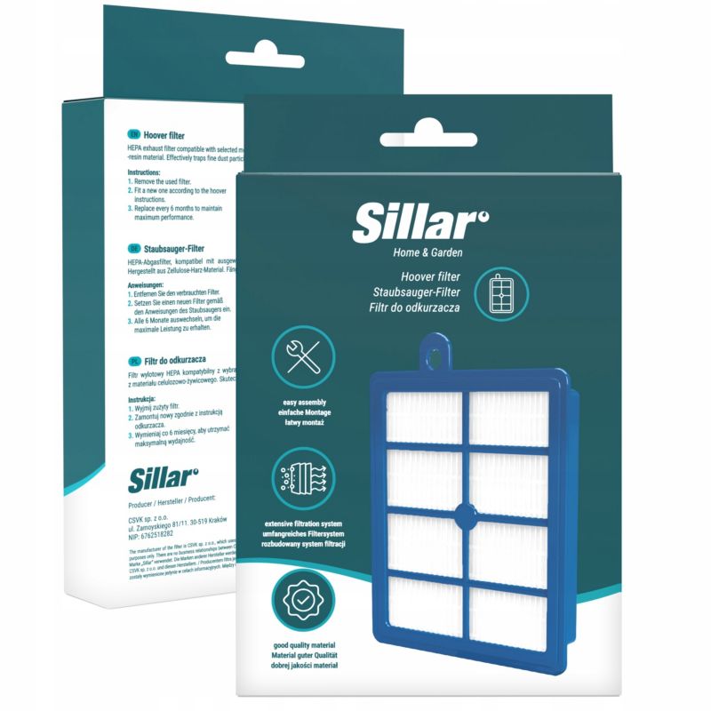 Filtr do odkurzacza, Sillar, ochronne, zamienniki do AEG Electrolux Classic Silence Ultra Silencer Pure D8 D9, zestaw, 2szt