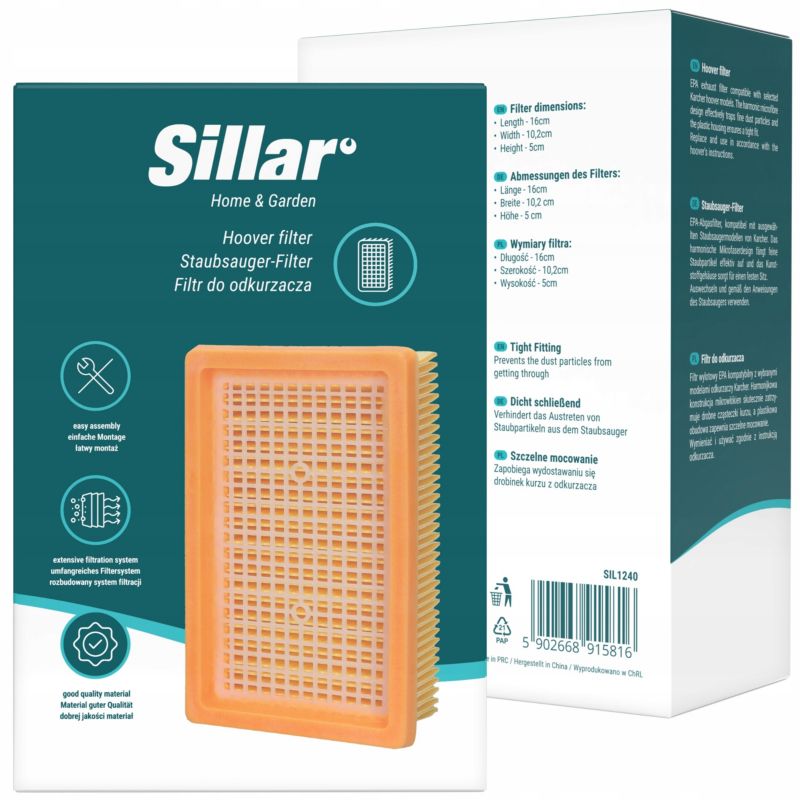 Filtr do odkurzacza, Sillar, ochronny, kompatybilny z Karcher KWD4, KWD5, KWD6, MV4, MV5, MV6, zamiennik KFI4410, 1szt