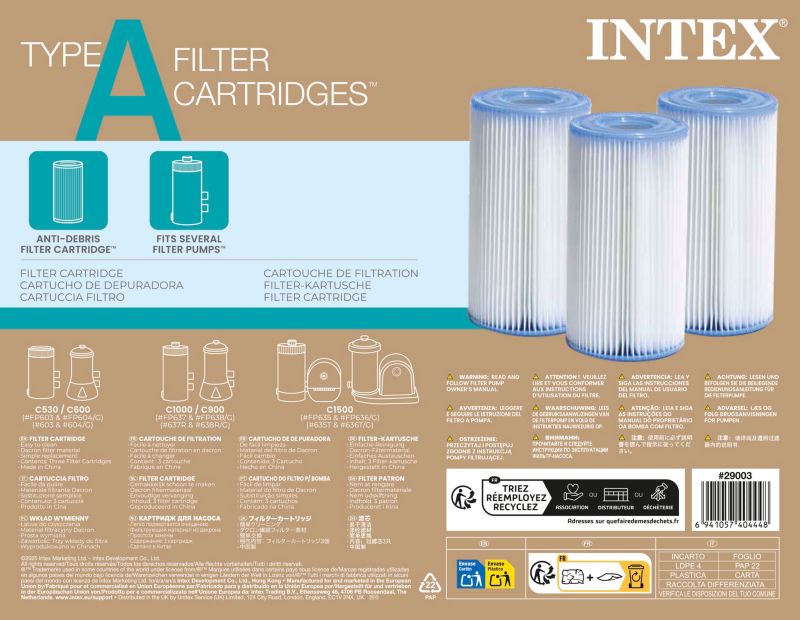 Filtr do pompy Intex 29003 typ A zestaw 3 szt.