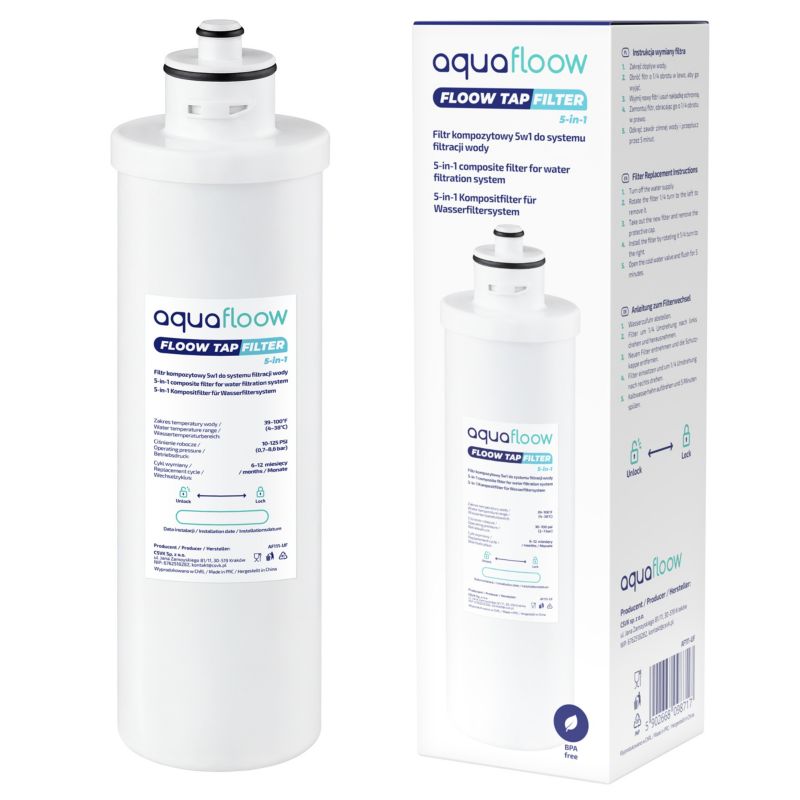 Filtr wody, AquaFLoow, kompozytowy, 5w1, z  węglem aktywnym CTO, , REDOX, redukcja chloru, 1szt.