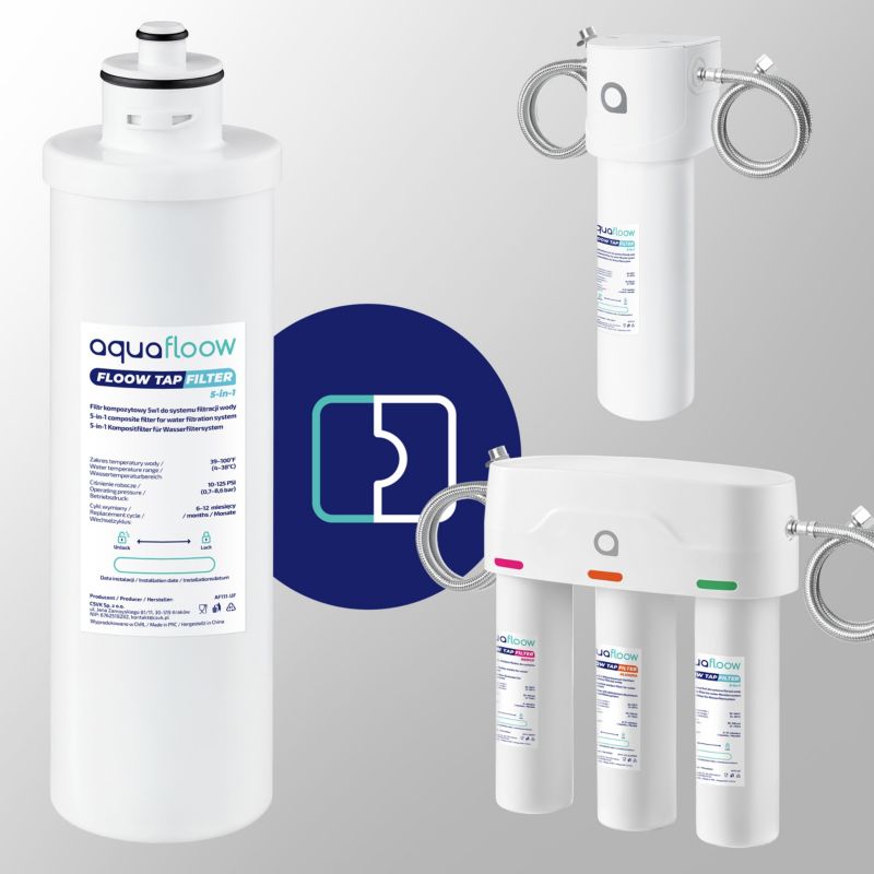 Filtr wody, AquaFLoow, kompozytowy, 5w1, z  węglem aktywnym CTO, , REDOX, redukcja chloru, 1szt.