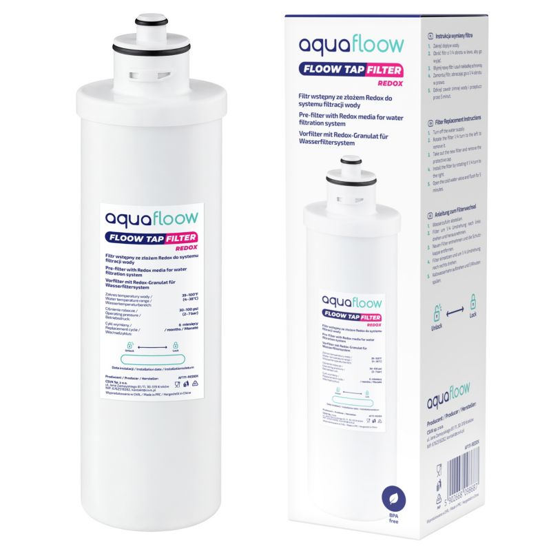 Filtr wody, AquaFloow, wstępny, FloowTap Redox, 3 warstwy filtracji, redukcja chloru, metali, 1szt