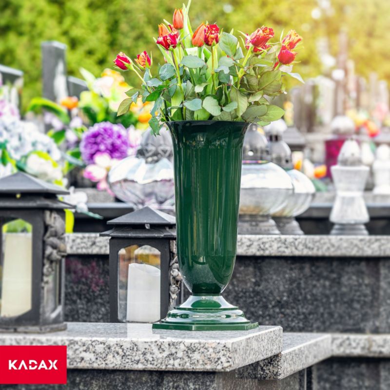 Flakon Cmentarny KADAX Wazon cmentarz Grób Nagrobek Zielony 29cm 1 szt.