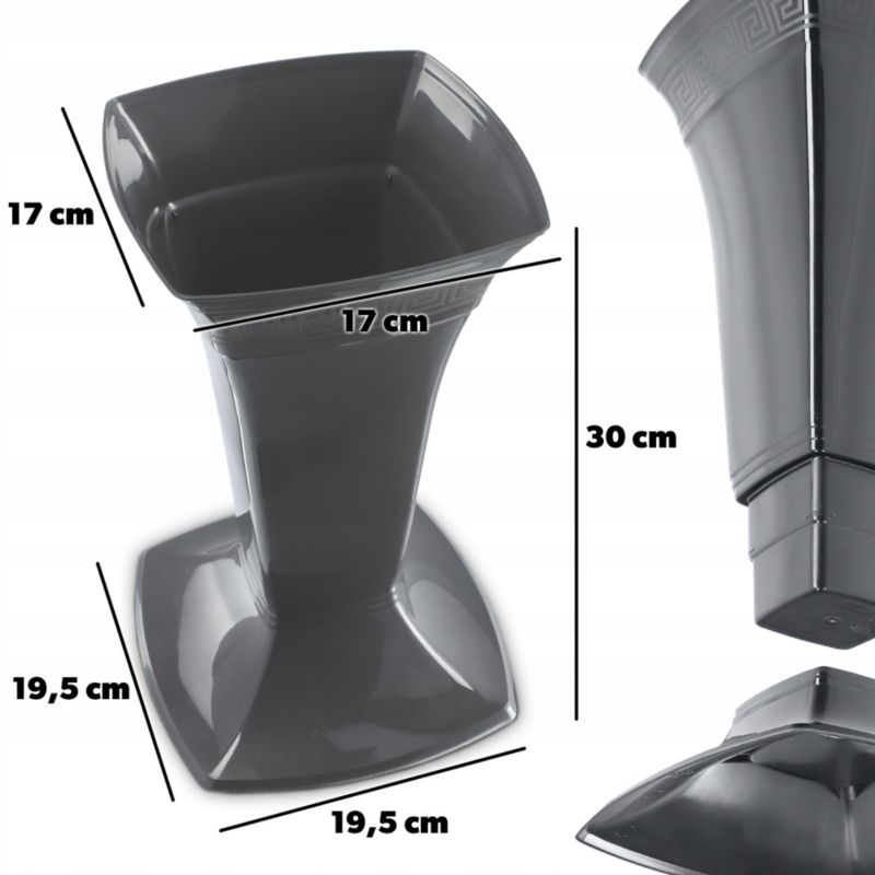 Flakon Cmentarny KADAX Wazon Grób Nagrobny 30cm Grafit 1 szt.