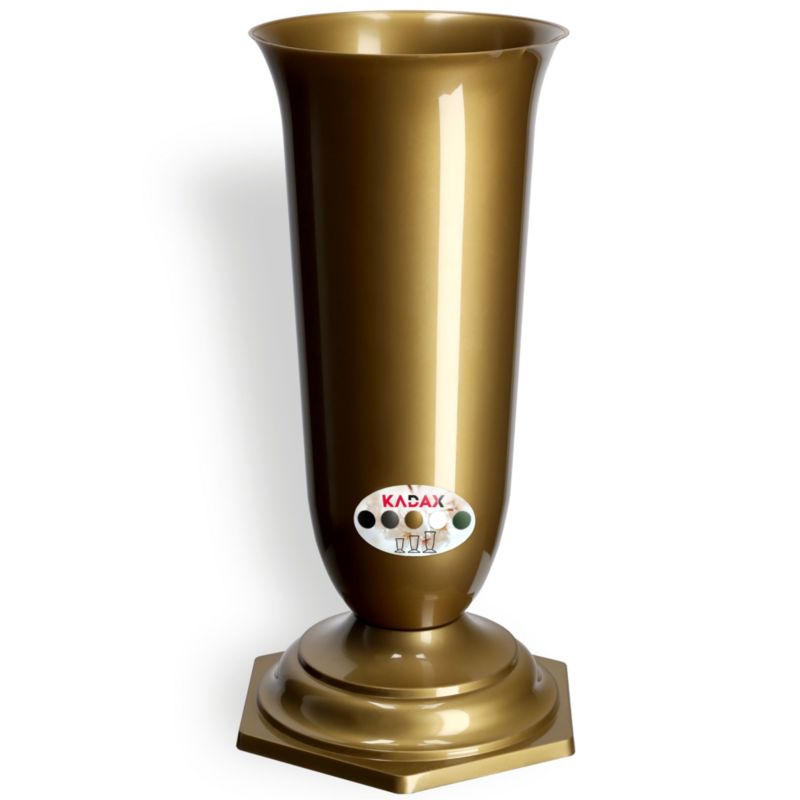 Flakon Cmentarny KADAX Wazon Kwiaty Nagrobny cmentarz Wkład Podstawka Złoty 37cm 1 szt.