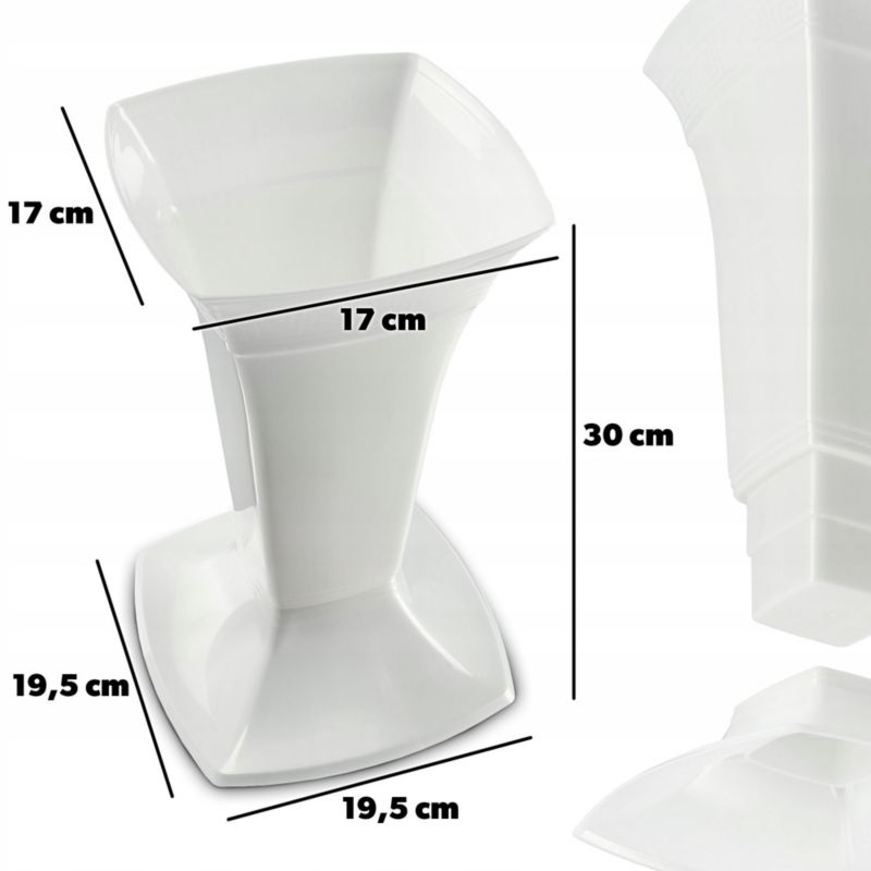 Flakon Cmentarny KADAX Wazon Na cmentarz Grób Nagrobek 30cm Biały 1 szt.