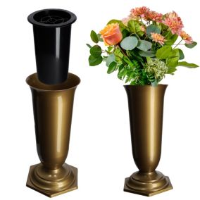 Flakon Cmentarny KADAX Wazon Na cmentarz Grób Nagrobek Złoty 23cm 1 szt.