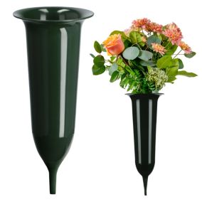 Flakon KADAX Wazon Na cmentarz 30cm Kwiaty sztuczne Wbijany szpic Zielony 1 szt.