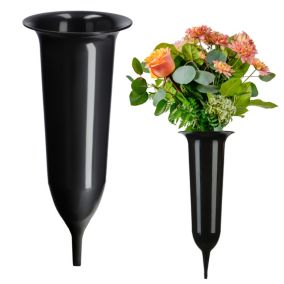 Flakon KADAX Wazon Na cmentarz 31cm Kwiaty sztuczne Wbijany szpic Czarny 1 szt.