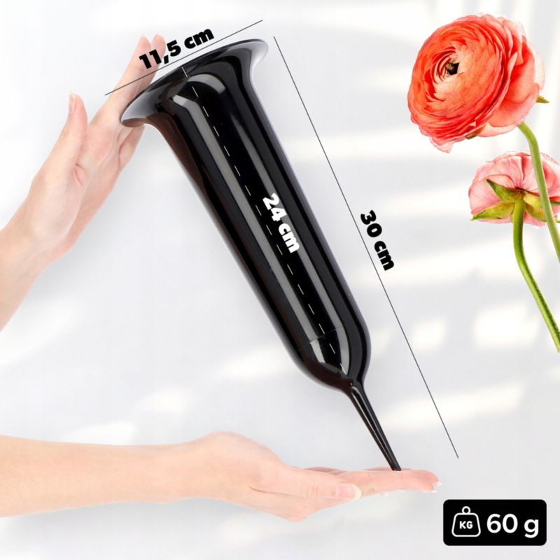 Flakon KADAX Wazon Na cmentarz 31cm Kwiaty sztuczne Wbijany szpic Czarny 1 szt.