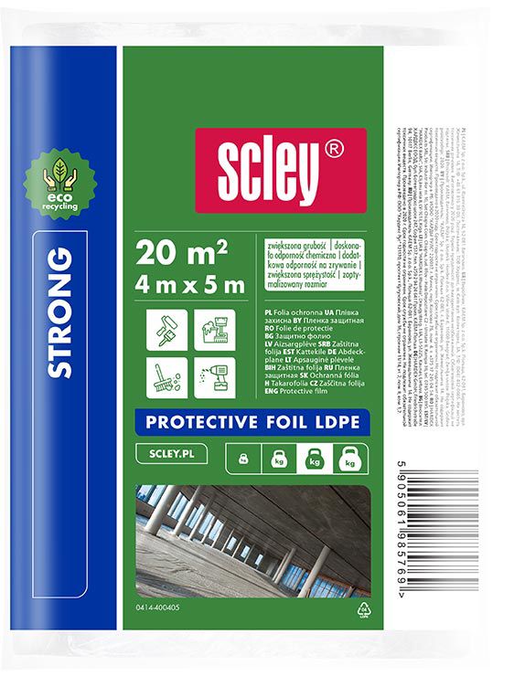 Folia malarska ochronna Scley 4x5 m gr. 0.04 mm Eco Strong 1 szt.