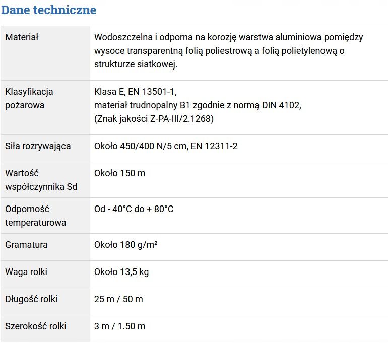 FOLIA PAROIZOLACYJNA DORKEN DELTA REFLEX 180 g/m² najlepsza paroizolacja