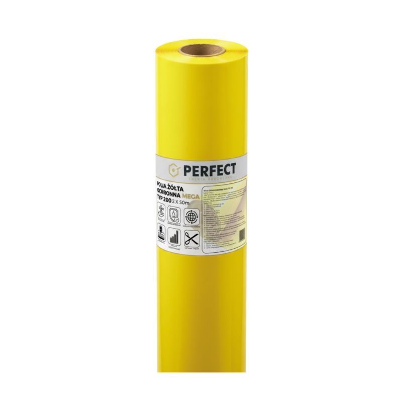 Folia żółta ochronna Perfect MEGA typ 200 PE 2x50m paroizolacyjna - 1 szt.