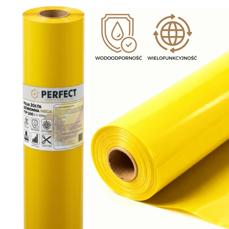 Folia żółta ochronna Perfect MEGA typ 200 PE 2x50m paroizolacyjna - 1 szt.