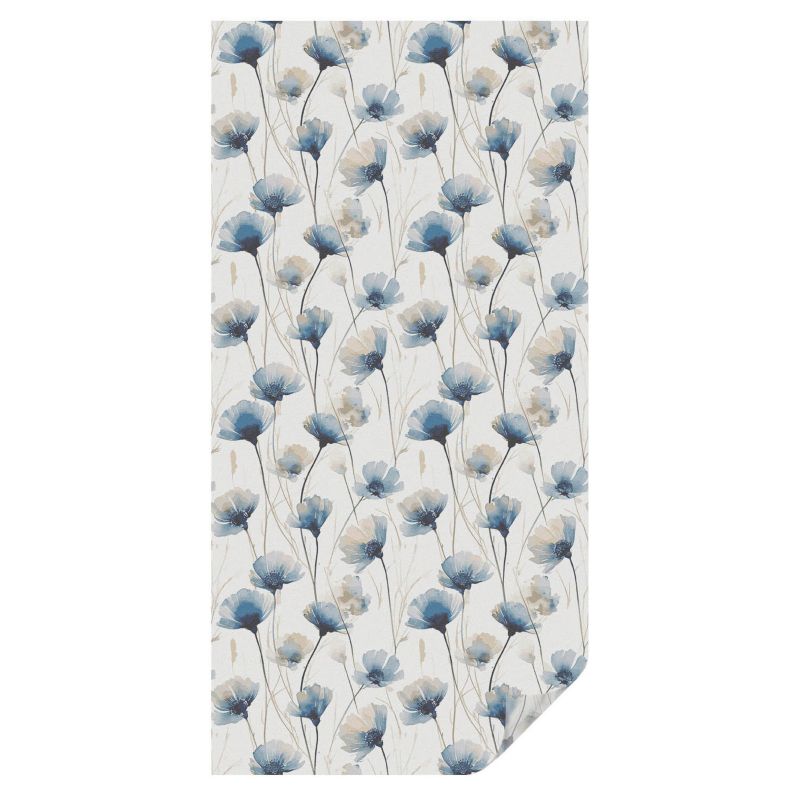 Folia Witrażowa Tulup 50x100 cm Samoprzylepna na Okno Stylowy motyw kwiatowy w odcieniach niebieskiego 1 rol.