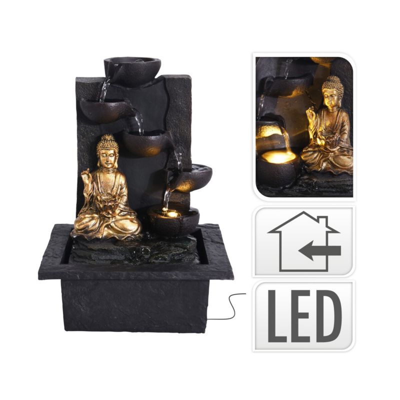 Fontanna ogrodowa IPP LED Budda ProGarden czarna 30x21,5x18 cm 1 szt.