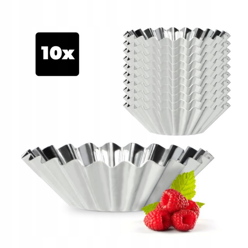 Foremki Do Pieczenia KADAX Babeczek muffinek metalowe 7cm Zestaw Srebrny 10 szt.