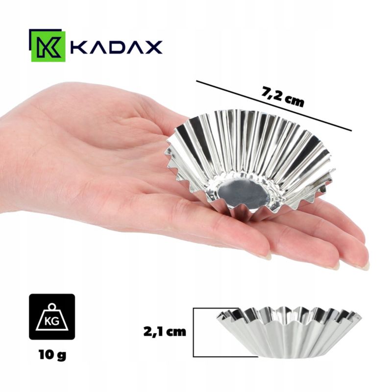 Foremki Do Pieczenia KADAX Babeczek muffinek metalowe 7cm Zestaw Srebrny 10 szt.