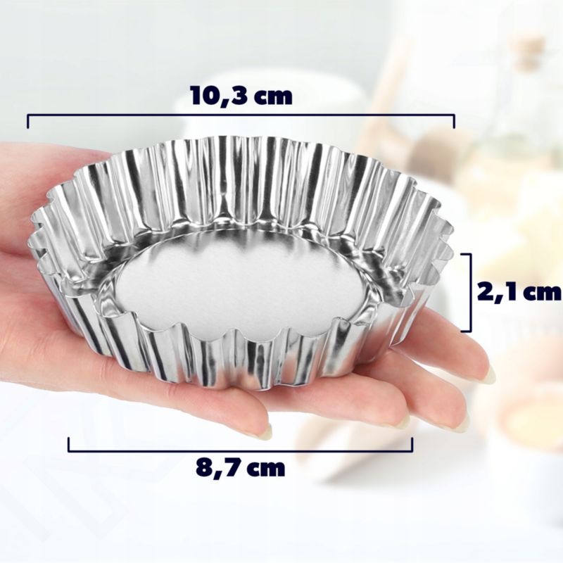 Foremki Do Pieczenia KADAX Do Tartaletek Babeczek metal 10cm Srebrny 6 szt.