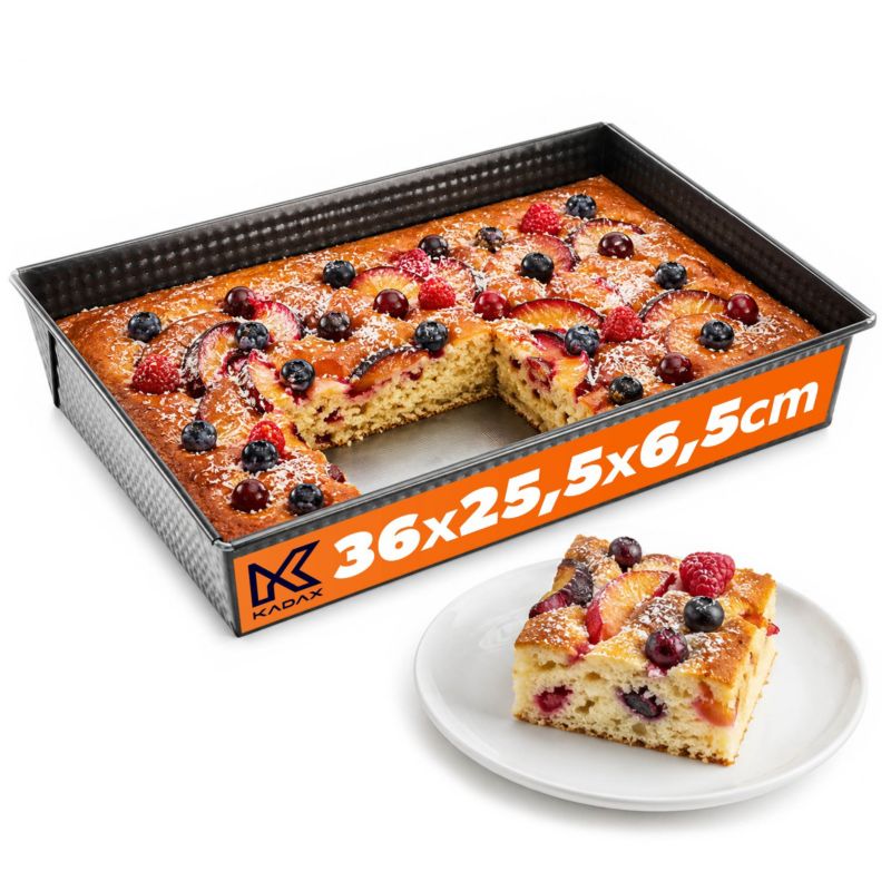 Forma Do Pieczenia KADAX Blacha Ciasta Nieprzywieralna Prostokątna 36x25x6 Czarny 1 szt.