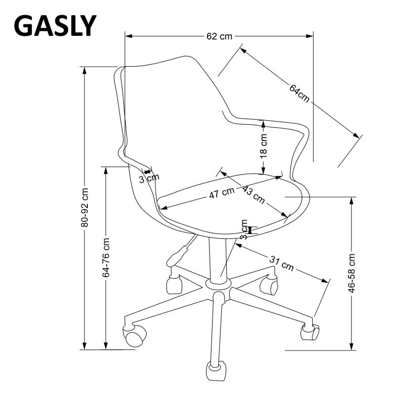 Fotel biurowy ergonomiczny Lygas INTESI różowy skórzany na kółkach dla dziecka do nauki 1 szt.