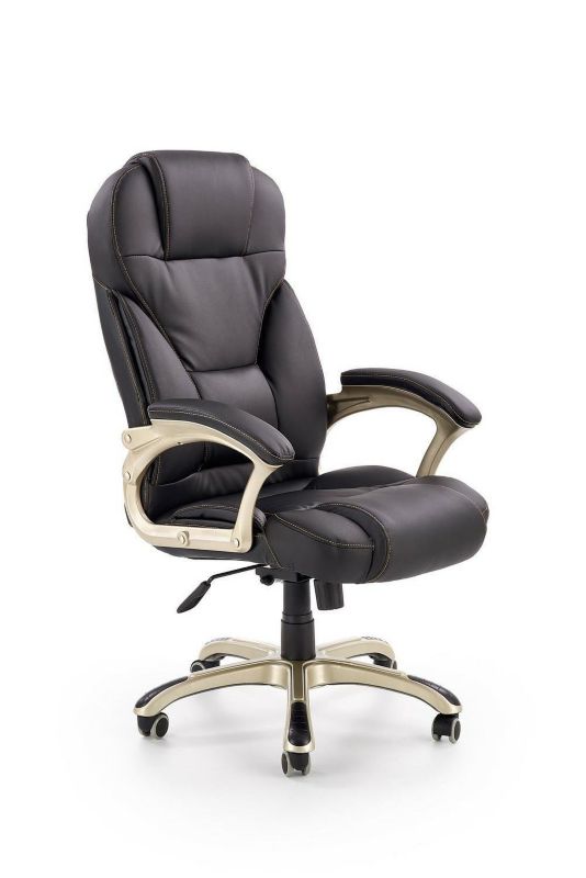 Fotel biurowy ergonomiczny Mondes INTESI czarny skórzany obrotowy z regulacją do biura 1 szt.