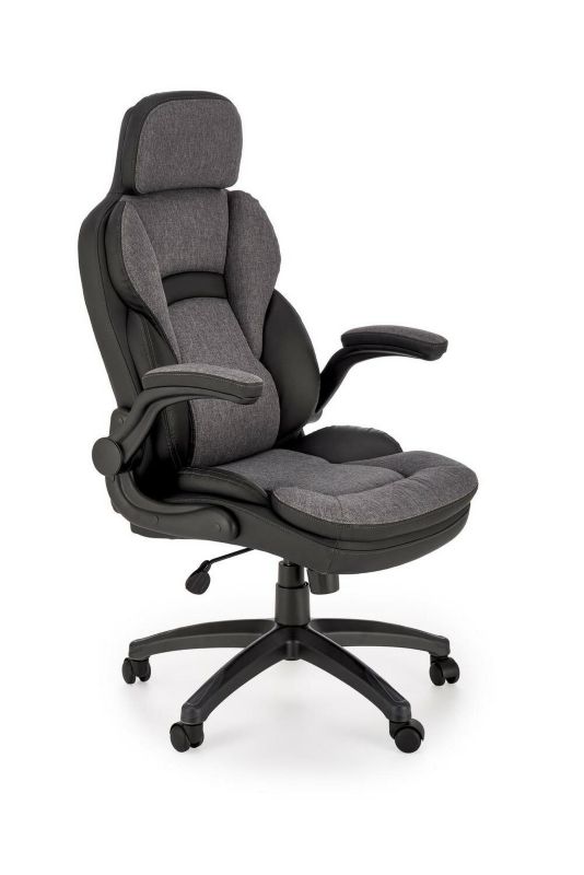 Fotel biurowy Leiremy INTESI fotel ergonomiczny czarny szary obrotowy z podłokietnikami do biura 1 szt.