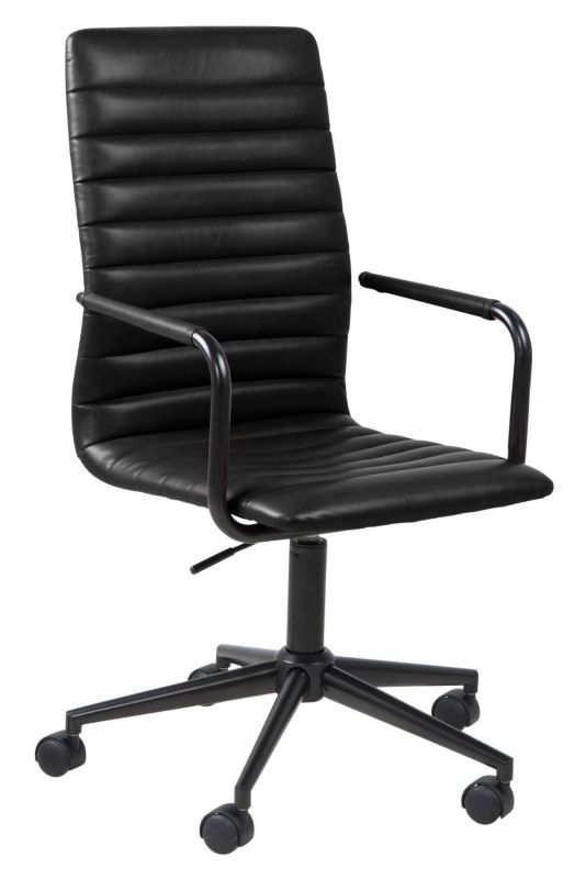 Fotel biurowy Winslow ACTONA ergonomiczny obrotowy skórzany czarny z podłokietnikami 1 szt.
