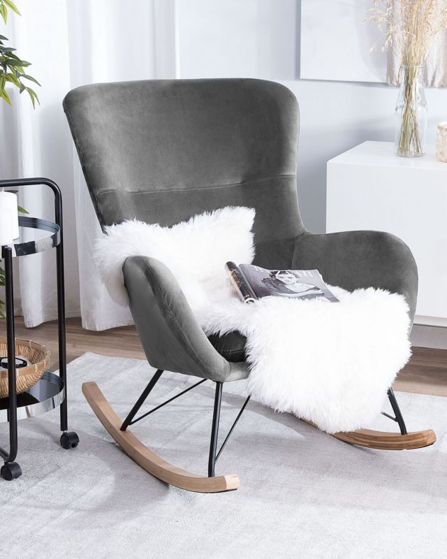 Fotel bujany Ellan Welur Ciemnoszary 1 szt.