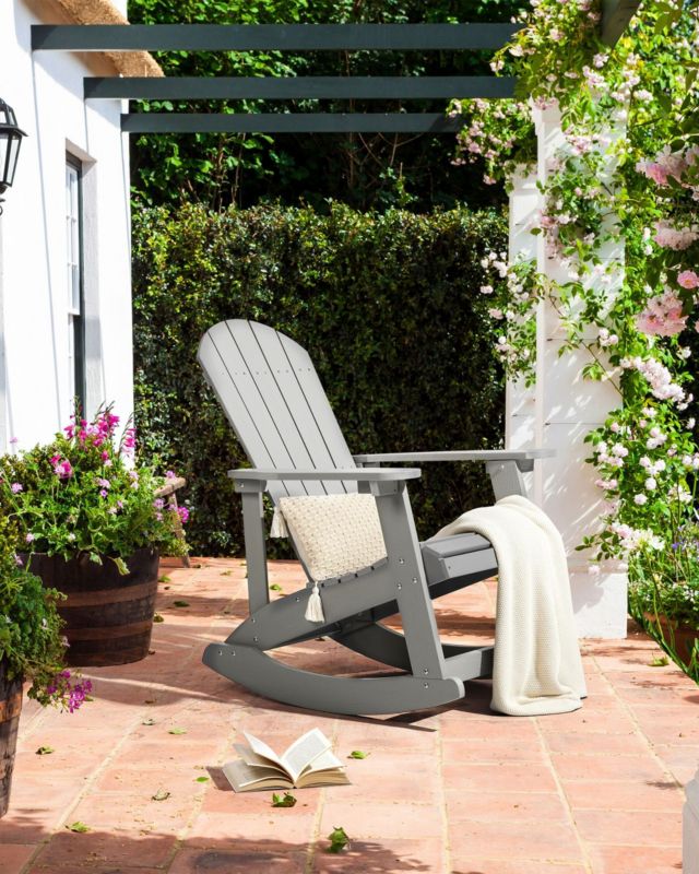Fotel bujany ogrodowy Adirondack Jasnoszary 1 szt.