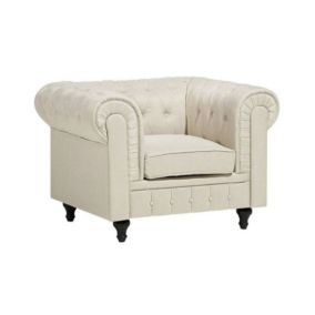Fotel Chesterfield  Beżowy 1 szt.