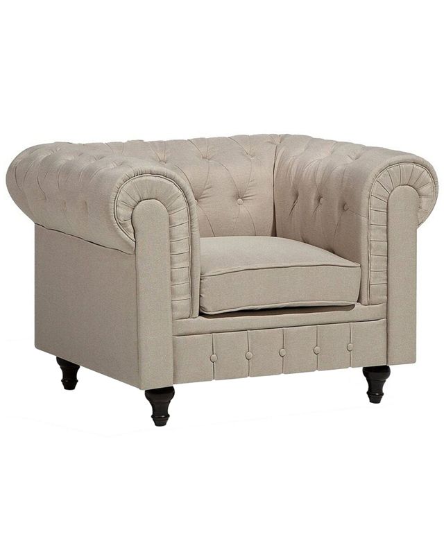 Fotel Chesterfield  Beżowy 1 szt.