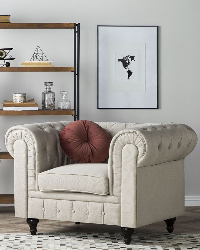 Fotel Chesterfield  Beżowy 1 szt.