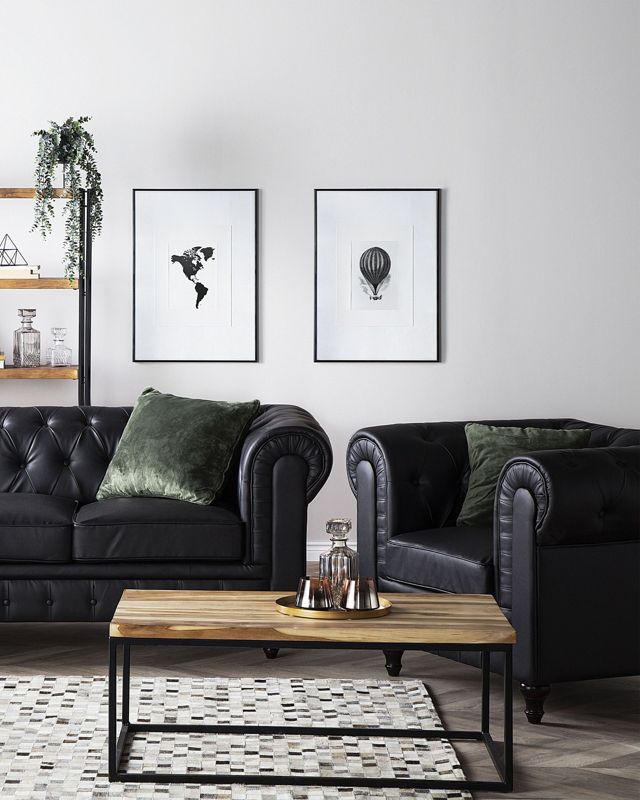 Fotel Chesterfield Ekoskóra Czarny 1 szt.