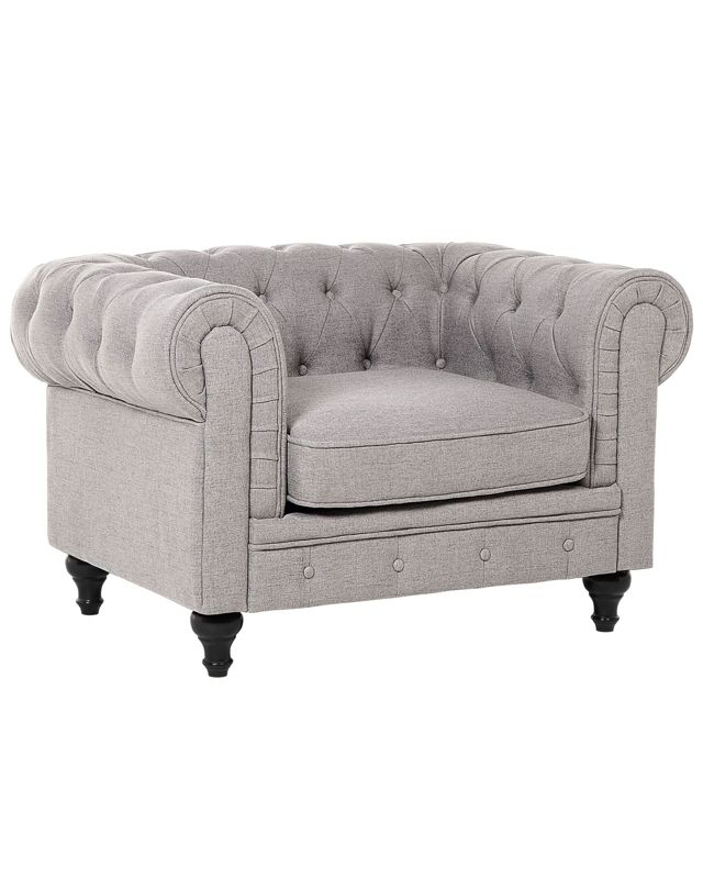 Fotel Chesterfield Jasnoszary 1 szt.