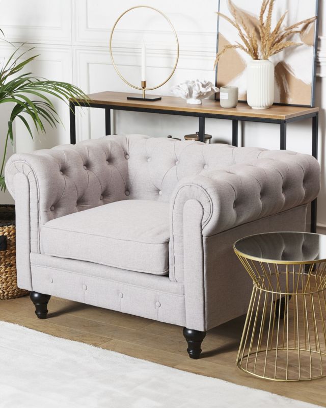 Fotel Chesterfield Jasnoszary 1 szt.