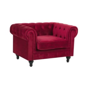 Fotel Chesterfield Welur Bordowy 1 szt.
