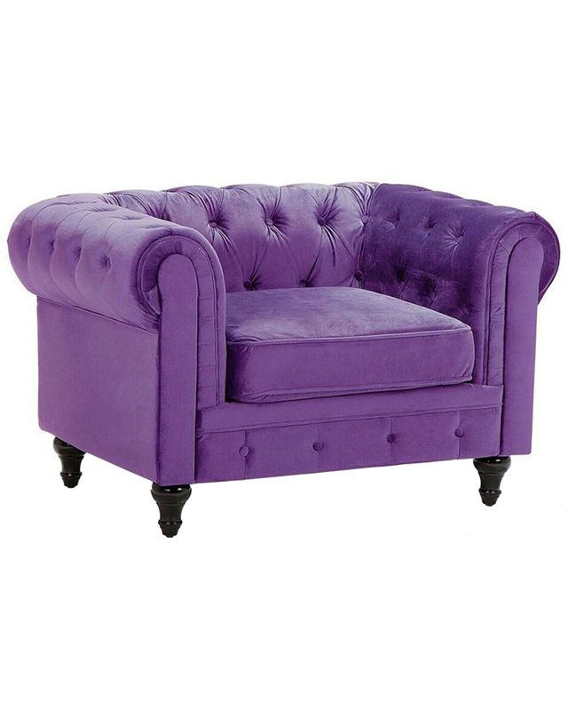 Fotel Chesterfield Welur Fioletowy 1 szt.