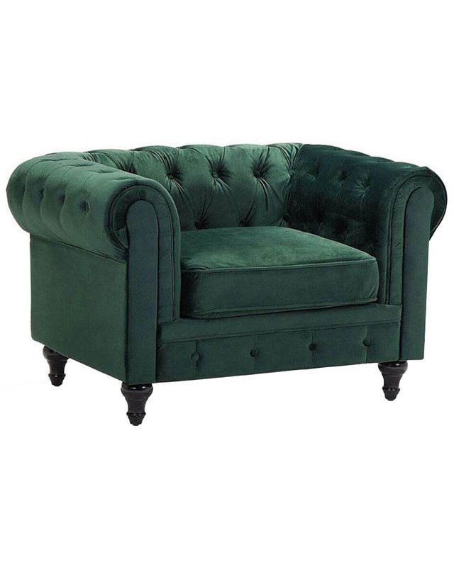 Fotel Chesterfield Welur Szmaragdowy 1 szt.