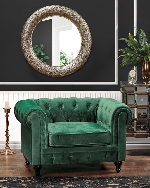 Fotel Chesterfield Welur Szmaragdowy 1 szt.