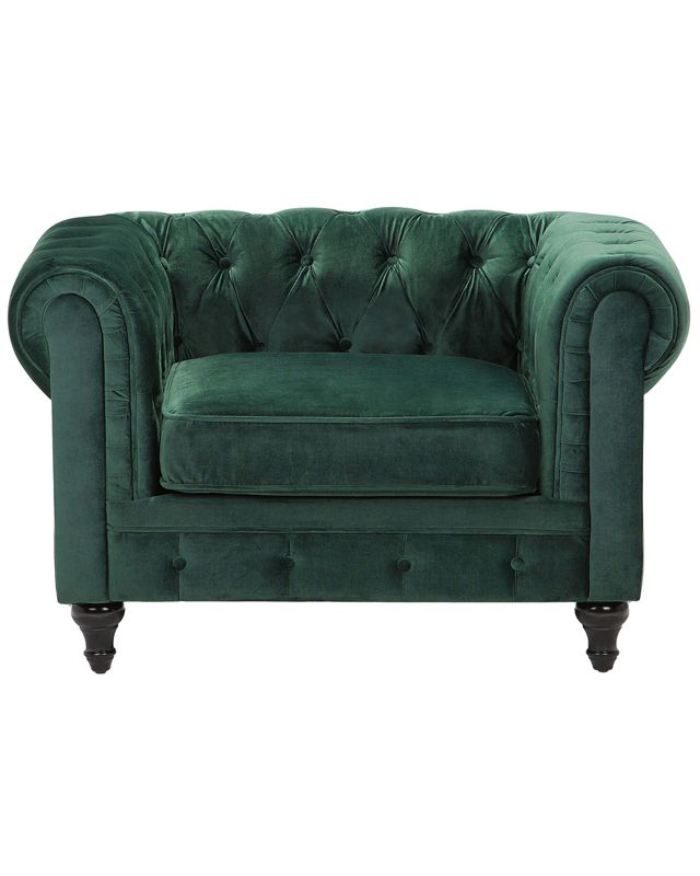 Fotel Chesterfield Welur Szmaragdowy 1 szt.