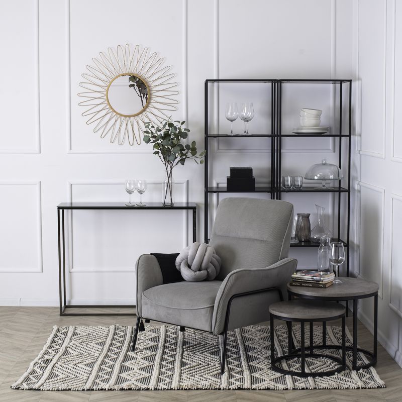 Fotel Do Salonu ALBERTO Mebel Elite Nowoczeny Loft Tkanina Popiel 1 szt